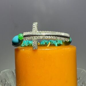 NWOT Elegant Silver and Blue Cross Bracelet